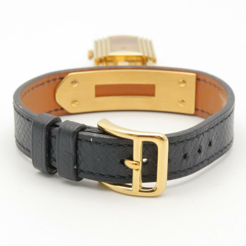 愛馬仕凱莉腕錶，香檳色，鍍金錶殼，皮革錶帶，女士款，KE1.201-3