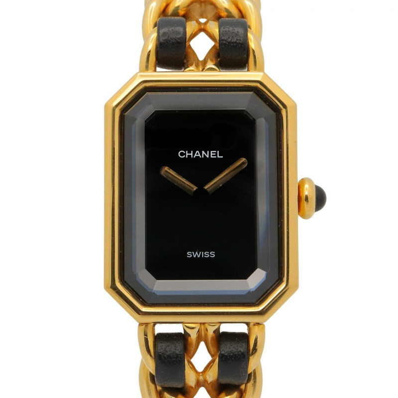 香奈兒 (Chanel) CHANEL Première S 女士腕錶，鍍金 (GP)，皮革錶帶，黑色，H0001-0
