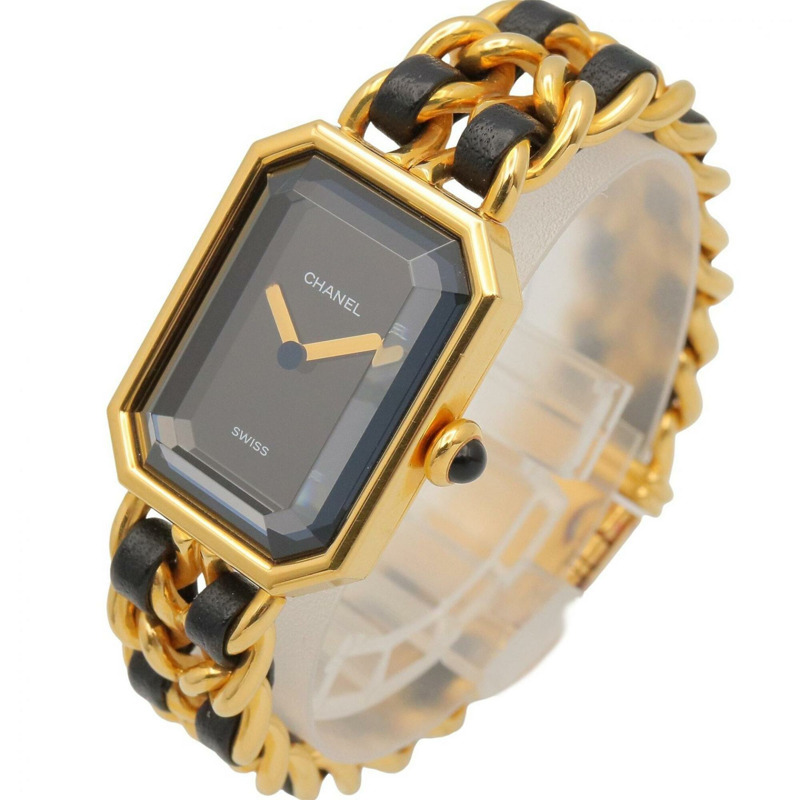 香奈兒 (Chanel) CHANEL Première S 女士腕錶，鍍金 (GP)，皮革錶帶，黑色，H0001-1