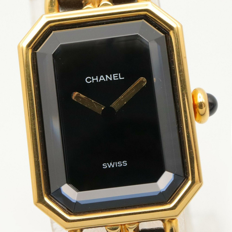 香奈兒 (Chanel) CHANEL Première S 女士腕錶，鍍金 (GP)，皮革錶帶，黑色，H0001-2