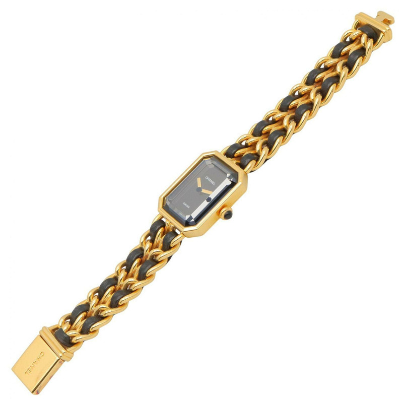 香奈兒 (Chanel) CHANEL Première S 女士腕錶，鍍金 (GP)，皮革錶帶，黑色，H0001-3