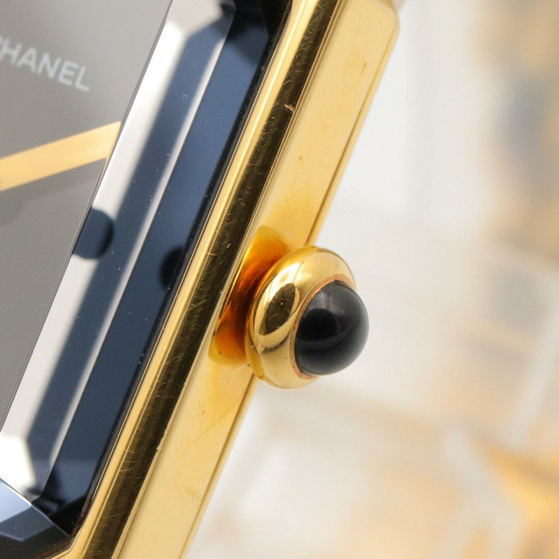 香奈兒 (Chanel) CHANEL Première S 女士腕錶，鍍金 (GP)，皮革錶帶，黑色，H0001-6