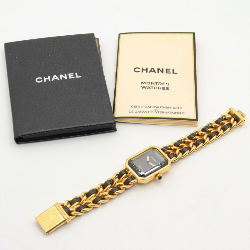 香奈兒 (Chanel) CHANEL Première S 女士腕錶，鍍金 (GP)，皮革錶帶，黑色，H0001-9