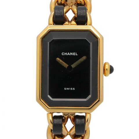 香奈兒 (Chanel) CHANEL Première S 女士腕錶，鍍金 (GP)，皮革錶帶，黑色，H0001