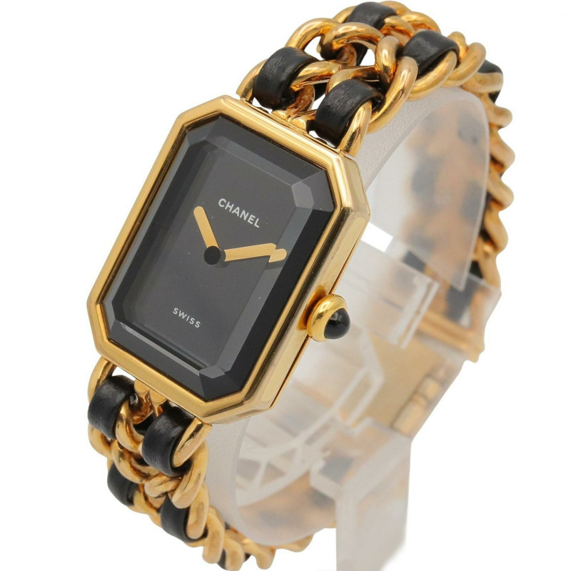 香奈兒 (Chanel) CHANEL Première S 女士腕錶，鍍金 (GP)，皮革錶帶，黑色，H0001-1