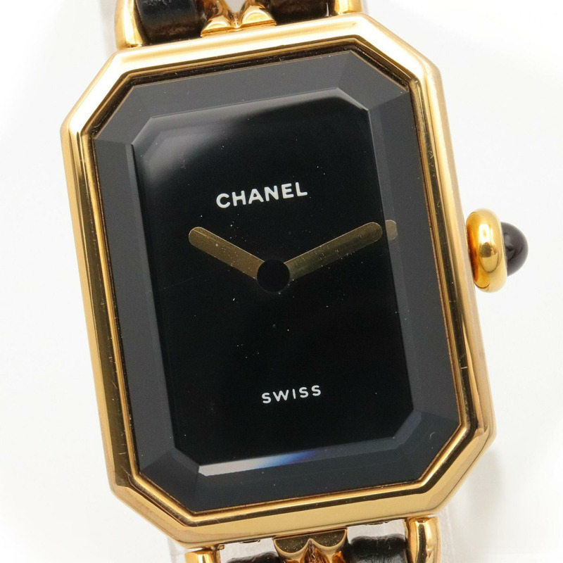 香奈兒 (Chanel) CHANEL Première S 女士腕錶，鍍金 (GP)，皮革錶帶，黑色，H0001-2