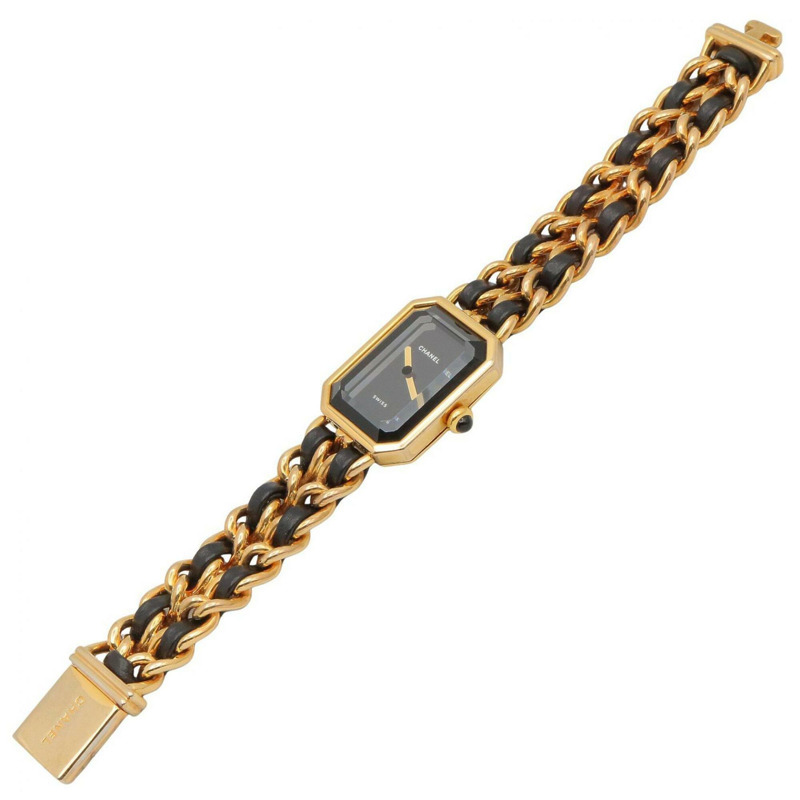 香奈兒 (Chanel) CHANEL Première S 女士腕錶，鍍金 (GP)，皮革錶帶，黑色，H0001-3
