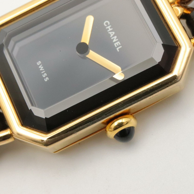 香奈兒 (Chanel) CHANEL Première S 女士腕錶，鍍金 (GP)，皮革錶帶，黑色，H0001-8