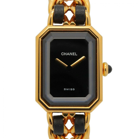 香奈兒 (Chanel) CHANEL Première S 女士腕錶，鍍金 (GP)，皮革錶帶，黑色，H0001
