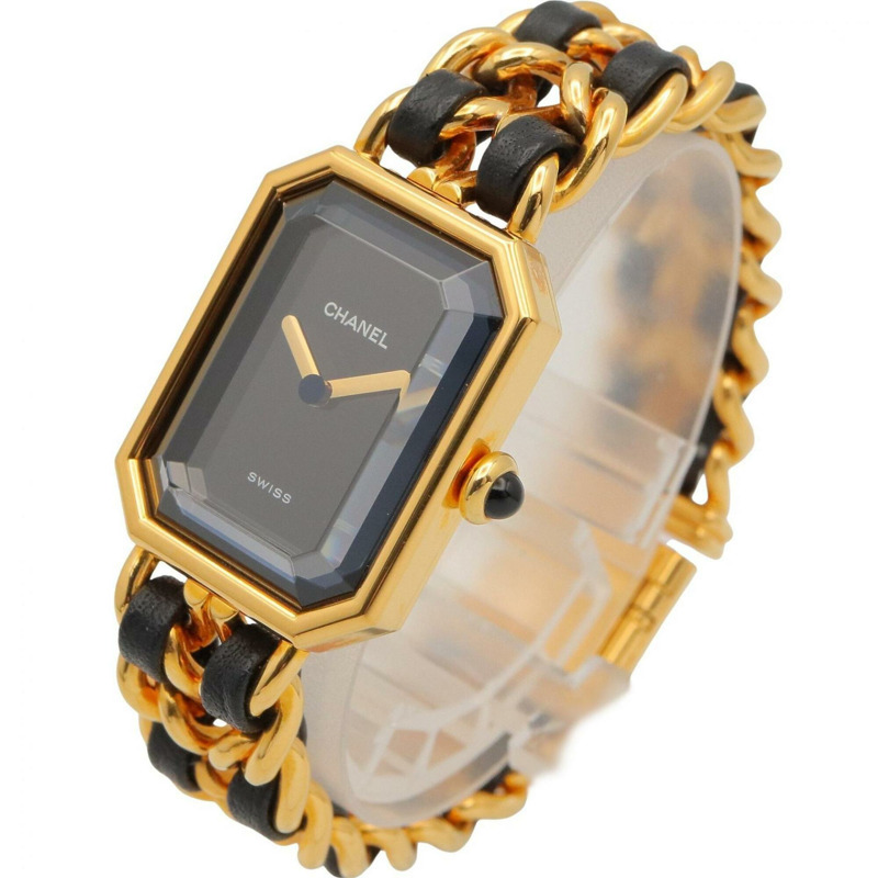 香奈兒 (Chanel) CHANEL Première S 女士腕錶，鍍金 (GP)，皮革錶帶，黑色，H0001-1