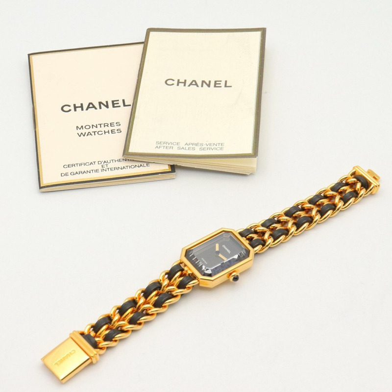 香奈兒 (Chanel) CHANEL Première S 女士腕錶，鍍金 (GP)，皮革錶帶，黑色，H0001-8