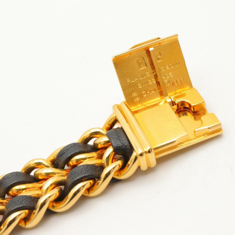 香奈兒 (Chanel) CHANEL Première S 女士腕錶，鍍金 (GP)，皮革錶帶，黑色，H0001-14