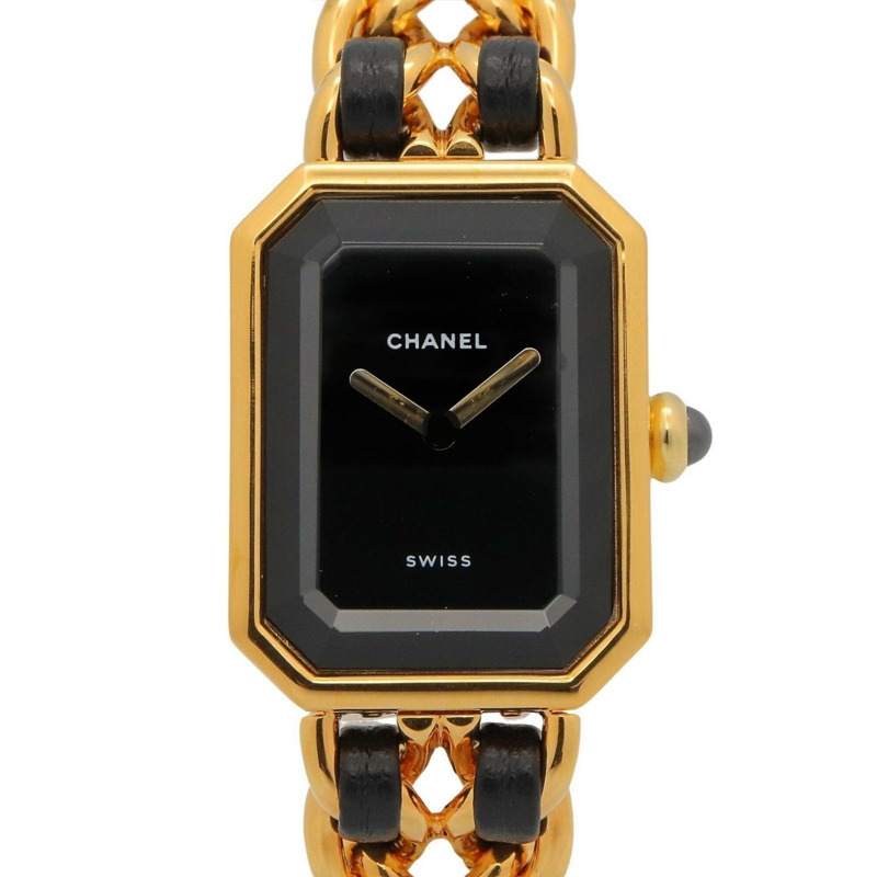 香奈兒 (Chanel) CHANEL Première S 女士腕錶，鍍金 (GP)，皮革錶帶，黑色，H0001-0