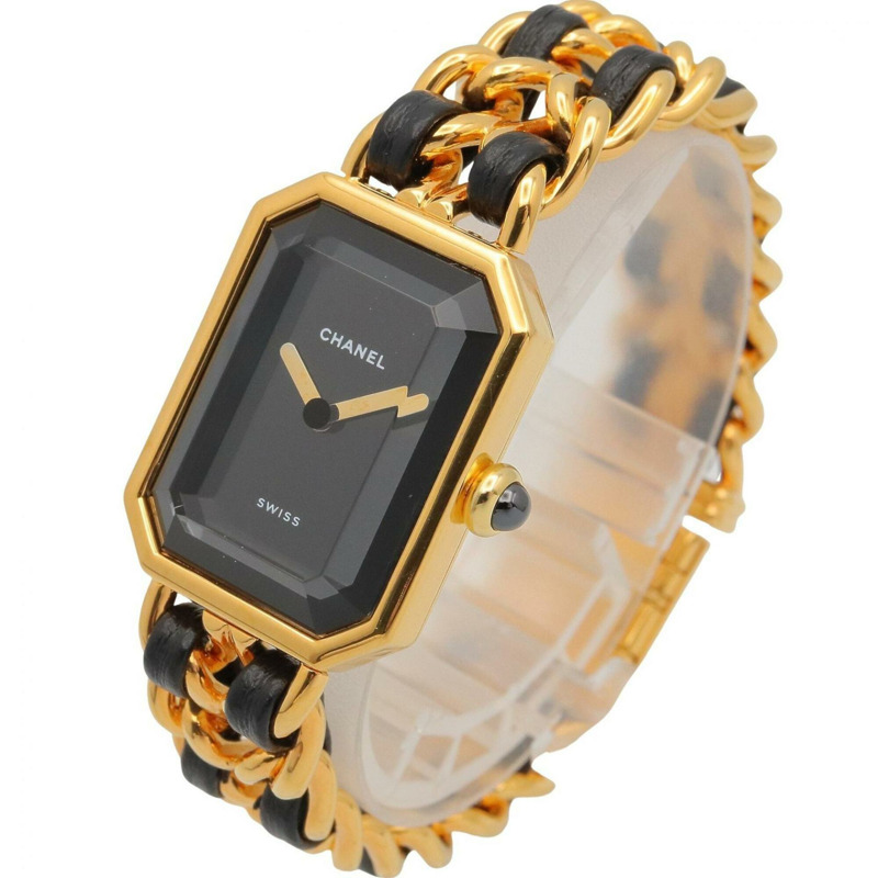 香奈兒 (Chanel) CHANEL Première S 女士腕錶，鍍金 (GP)，皮革錶帶，黑色，H0001-1