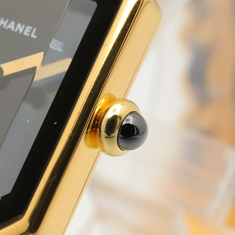 香奈兒 (Chanel) CHANEL Première S 女士腕錶，鍍金 (GP)，皮革錶帶，黑色，H0001-6