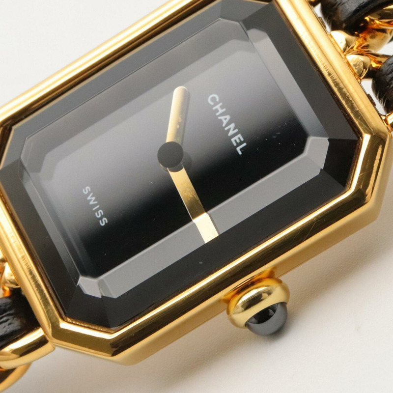 香奈兒 (Chanel) CHANEL Première S 女士腕錶，鍍金 (GP)，皮革錶帶，黑色，H0001-8