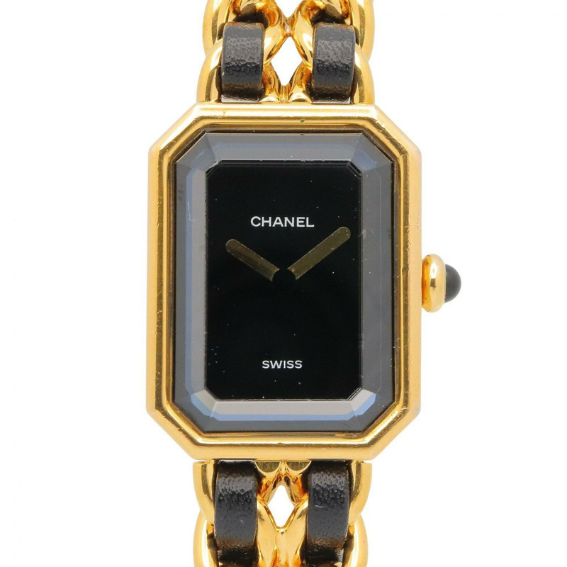 香奈兒 (Chanel) CHANEL Première XL 女士腕錶，鍍金 (GP) 錶殼，皮革錶帶，黑色，H0001-0