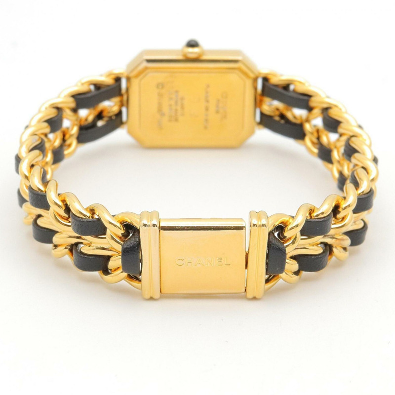 香奈兒 (Chanel) CHANEL Première XL 女士腕錶，鍍金 (GP) 錶殼，皮革錶帶，黑色，H0001-4