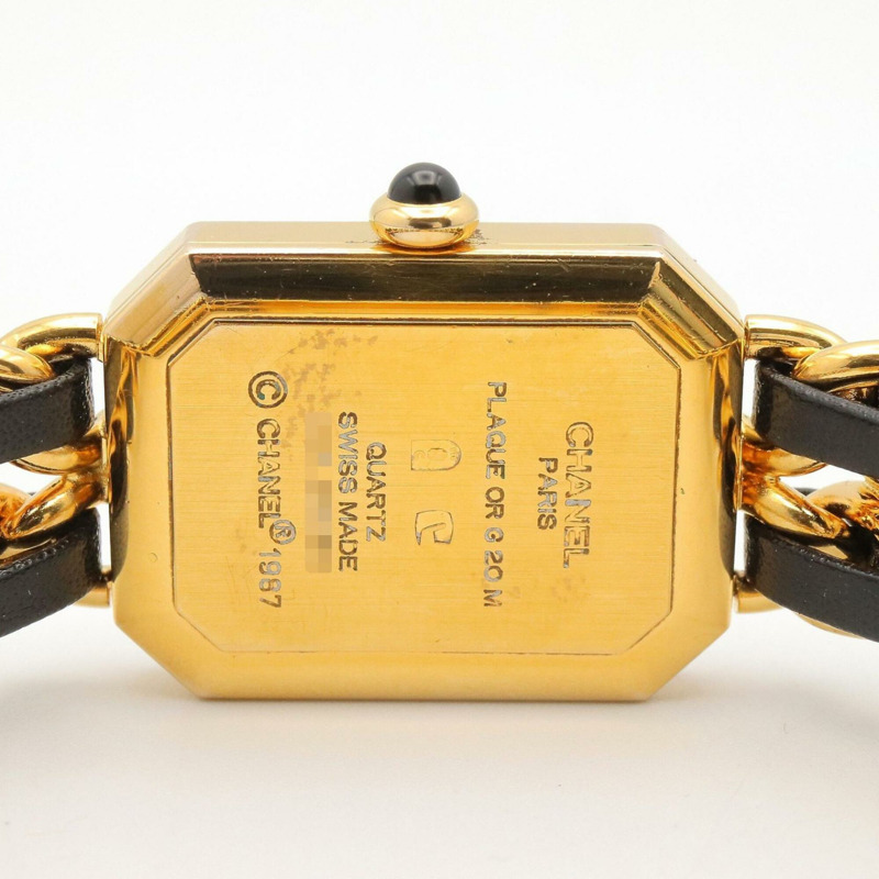 香奈兒 (Chanel) CHANEL Première XL 女士腕錶，鍍金 (GP) 錶殼，皮革錶帶，黑色，H0001-5