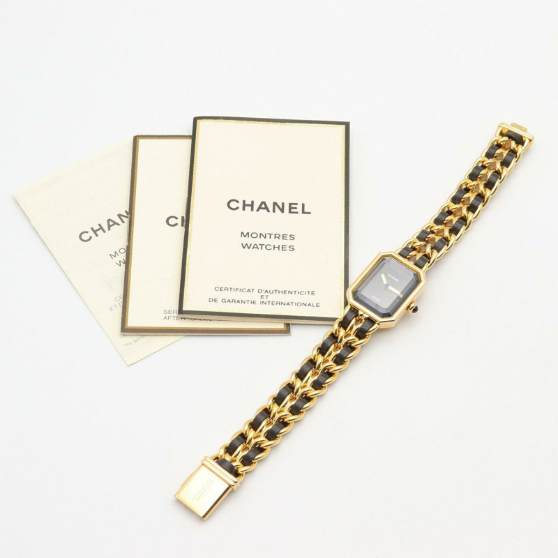 香奈兒 (Chanel) CHANEL Première XL 女士腕錶，鍍金 (GP) 錶殼，皮革錶帶，黑色，H0001-9
