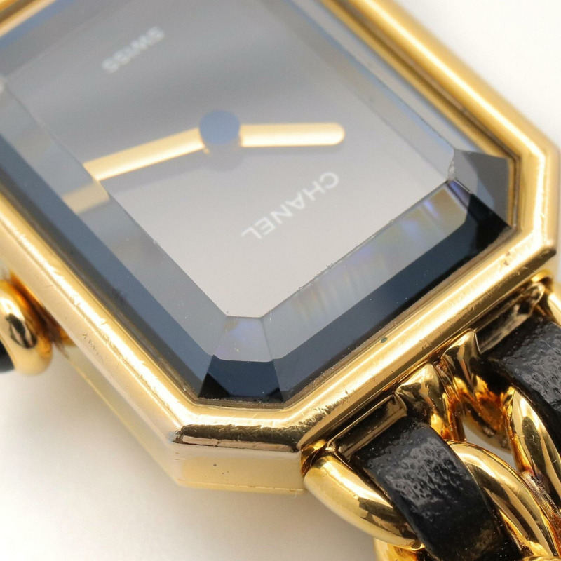 香奈兒 (Chanel) CHANEL Première XL 女士腕錶，鍍金 (GP) 錶殼，皮革錶帶，黑色，H0001-13