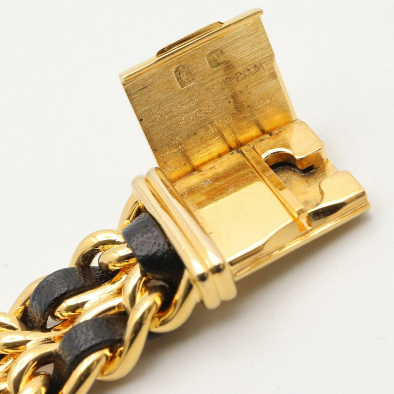 香奈兒 (Chanel) CHANEL Première XL 女士腕錶，鍍金 (GP) 錶殼，皮革錶帶，黑色，H0001-16