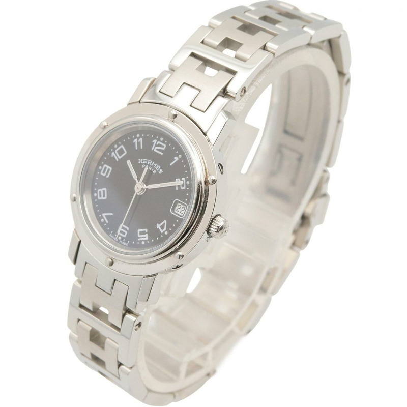 愛馬仕 Clipper 系列腕錶，不鏽鋼材質，女士款，黑色，CL4.210-1