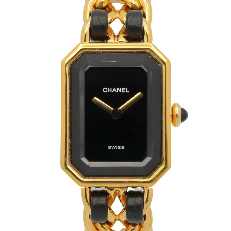 香奈兒 (Chanel) CHANEL Première S 女士腕錶，鍍金 (GP)，皮革錶帶，黑色，H0001-0