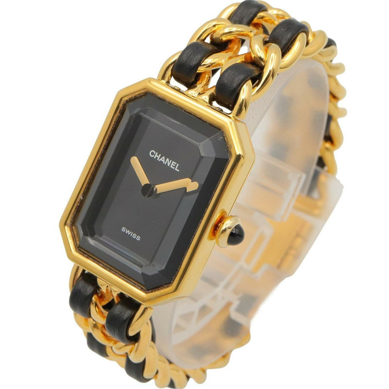 香奈兒 (Chanel) CHANEL Première S 女士腕錶，鍍金 (GP)，皮革錶帶，黑色，H0001-1