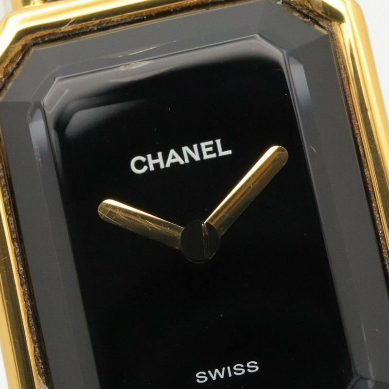 香奈兒 (Chanel) CHANEL Première S 女士腕錶，鍍金 (GP)，皮革錶帶，黑色，H0001-7