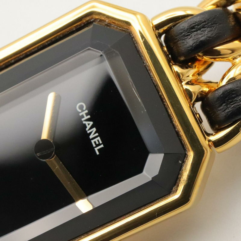 香奈兒 (Chanel) CHANEL Première S 女士腕錶，鍍金 (GP)，皮革錶帶，黑色，H0001-8