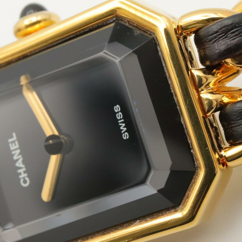 香奈兒 (Chanel) CHANEL Première S 女士腕錶，鍍金 (GP)，皮革錶帶，黑色，H0001-9