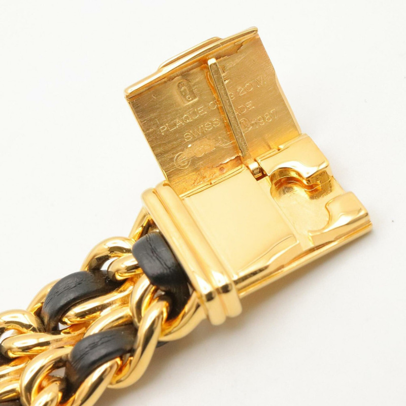 香奈兒 (Chanel) CHANEL Première S 女士腕錶，鍍金 (GP)，皮革錶帶，黑色，H0001-12