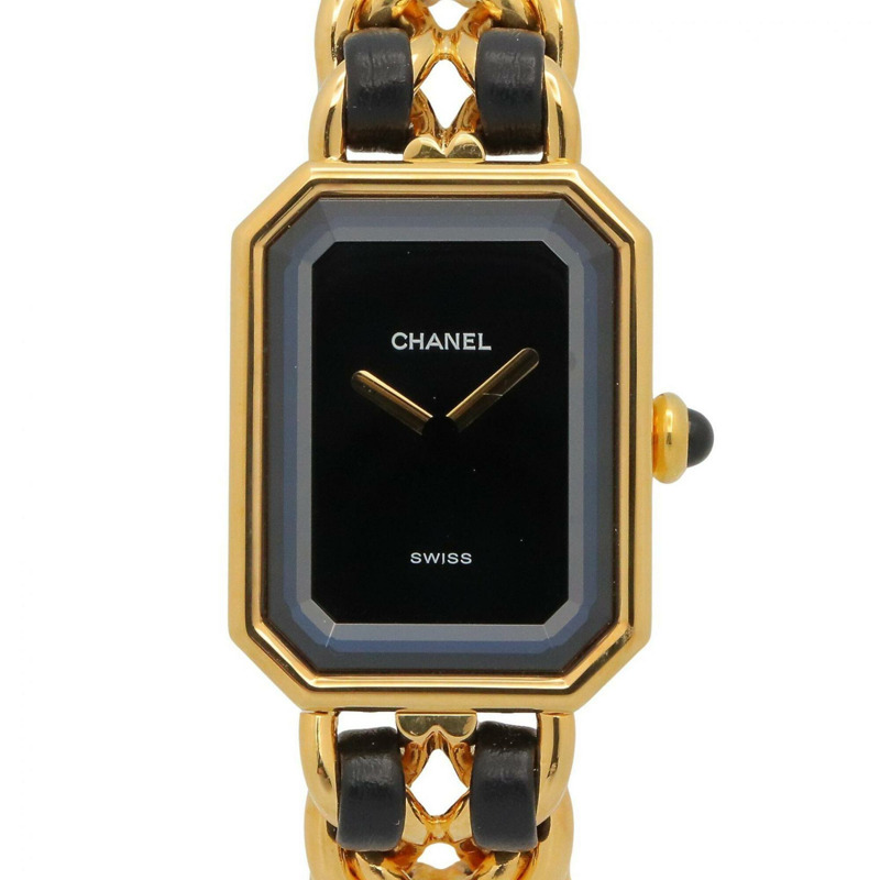 香奈兒 (Chanel) CHANEL Première M 女士腕錶，鍍金 (GP)，皮革錶帶，黑色，H0001-0