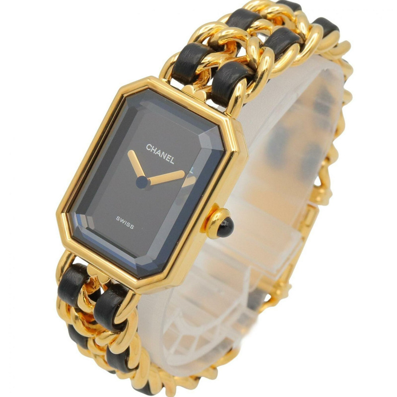 香奈兒 (Chanel) CHANEL Première M 女士腕錶，鍍金 (GP)，皮革錶帶，黑色，H0001-1