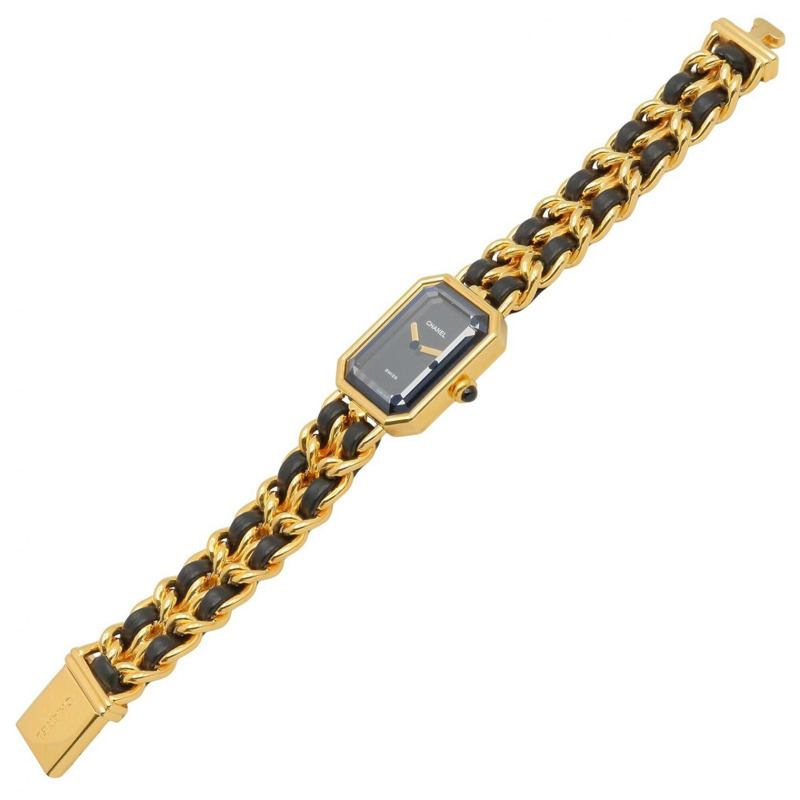 香奈兒 (Chanel) CHANEL Première M 女士腕錶，鍍金 (GP)，皮革錶帶，黑色，H0001-2