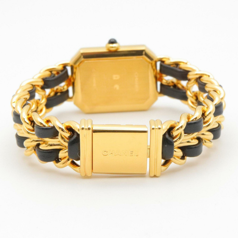 香奈兒 (Chanel) CHANEL Première M 女士腕錶，鍍金 (GP)，皮革錶帶，黑色，H0001-3