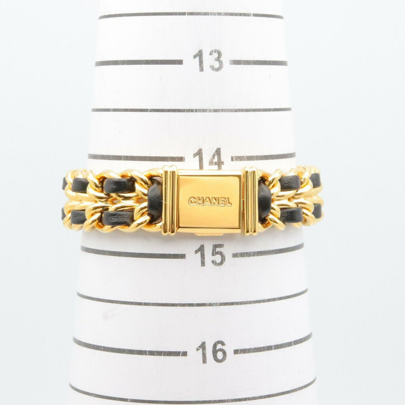 香奈兒 (Chanel) CHANEL Première M 女士腕錶，鍍金 (GP)，皮革錶帶，黑色，H0001-6