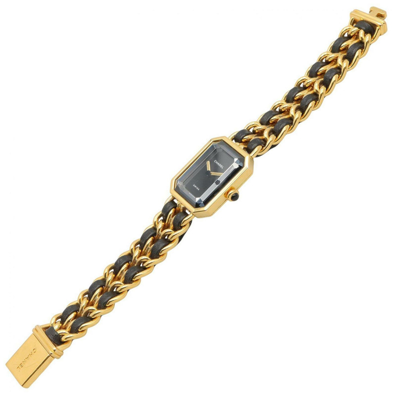 香奈兒 (Chanel) CHANEL Première M 女士腕錶，鍍金 (GP)，皮革錶帶，黑色，H0001-3