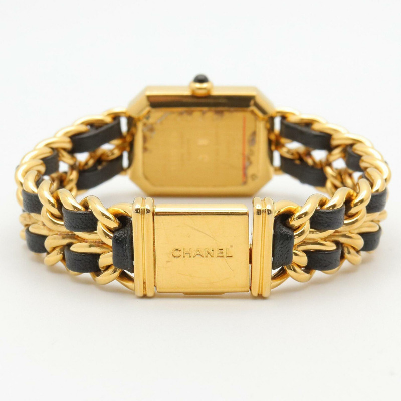 香奈兒 (Chanel) CHANEL Première M 女士腕錶，鍍金 (GP)，皮革錶帶，黑色，H0001-4