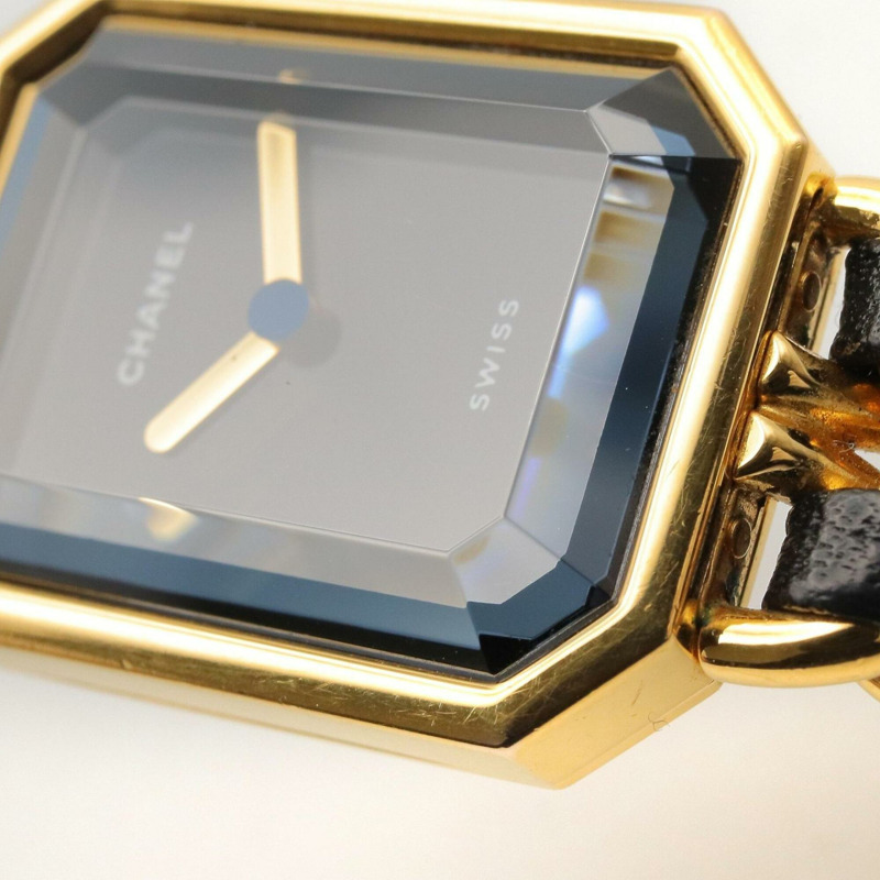 香奈兒 (Chanel) CHANEL Première M 女士腕錶，鍍金 (GP)，皮革錶帶，黑色，H0001-8