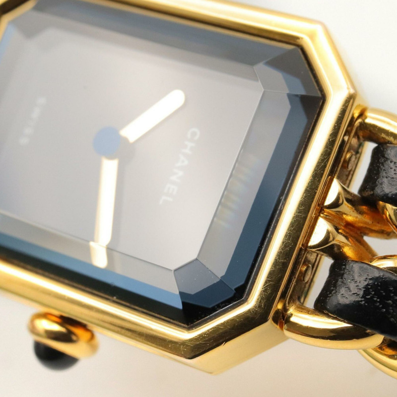 香奈兒 (Chanel) CHANEL Première M 女士腕錶，鍍金 (GP)，皮革錶帶，黑色，H0001-9