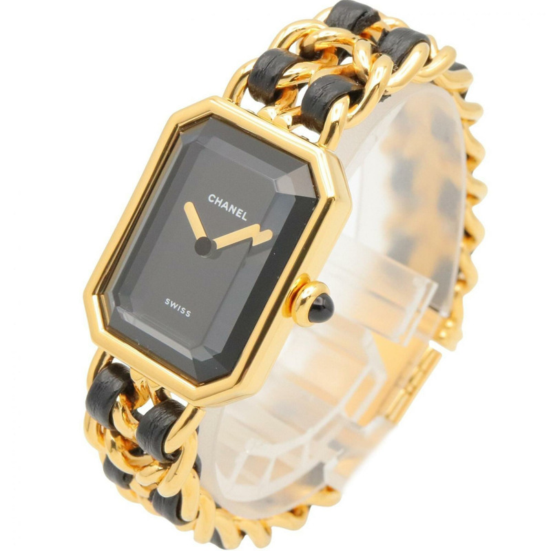 香奈兒 (Chanel) CHANEL Première S 女士腕錶，鍍金 (GP)，皮革錶帶，黑色，H0001-1