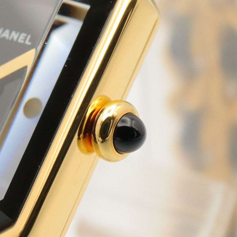香奈兒 (Chanel) CHANEL Première S 女士腕錶，鍍金 (GP)，皮革錶帶，黑色，H0001-6