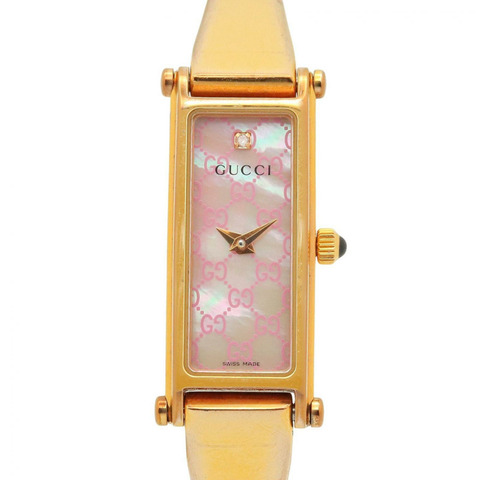 Gucci 手鐲腕錶，粉紅色貝殼，鍍金，女士，粉紅色，1500L