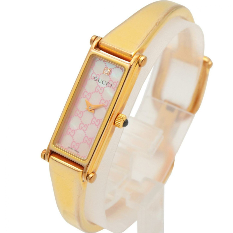 Gucci 手鐲腕錶，粉紅色貝殼，鍍金，女士，粉紅色，1500L-1