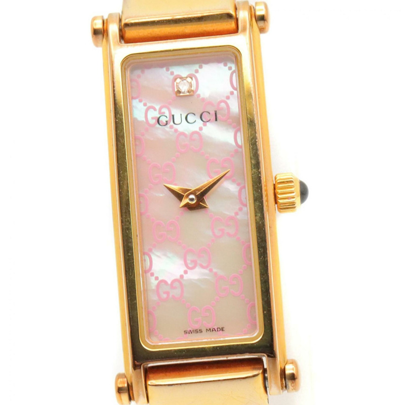 Gucci 手鐲腕錶，粉紅色貝殼，鍍金，女士，粉紅色，1500L-2