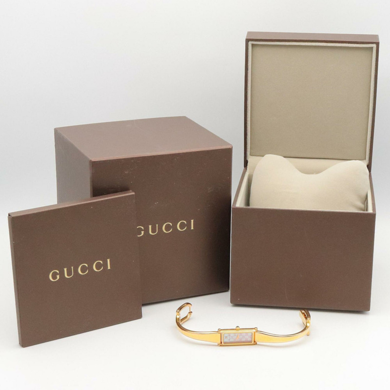 Gucci 手鐲腕錶，粉紅色貝殼，鍍金，女士，粉紅色，1500L-9
