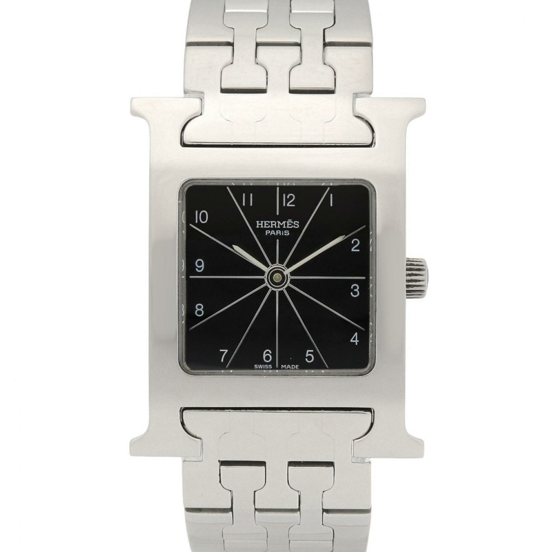 愛馬仕 H 系列腕錶，不鏽鋼材質，女士腕錶，黑色，型號 HH1.210-0