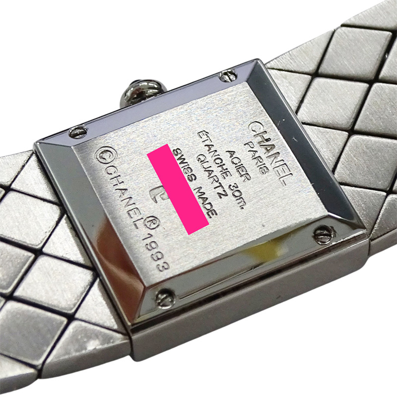 香奈兒女士手錶，品牌名稱，Matelassé，石英，不銹鋼（SS），H0009，銀色，黑色，方形，拋光。-6